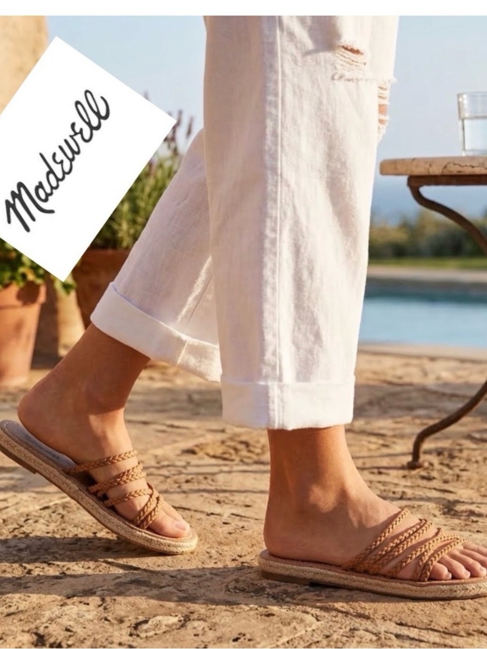 Madewell The Braided Boardwalk Espadrille Slide Sandals English Saddle MD777 8